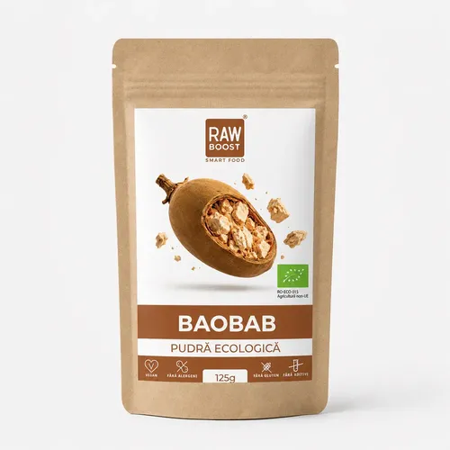 Pudră de Baobab Ecologică, 125g | Rawboost