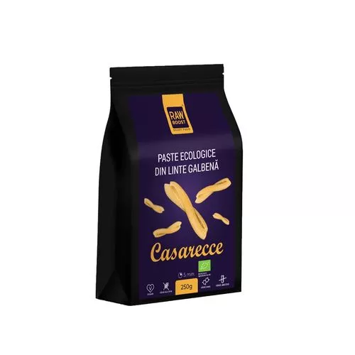 Paste Casarecce din Linte Galbenă ECO, Fără Gluten, 250g | Rawboost