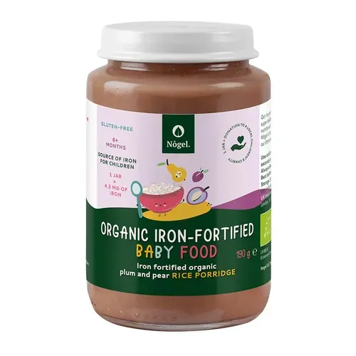 Terci de Orez Bio cu Prune, Pere și Adaos de Fier Organic, 6+ Luni, 190 g | Nôgel. Terci de Orez Bio cu Prune, Pere și Adaos de Fier Organic, 6+ Luni, 190 g | Nôgel.