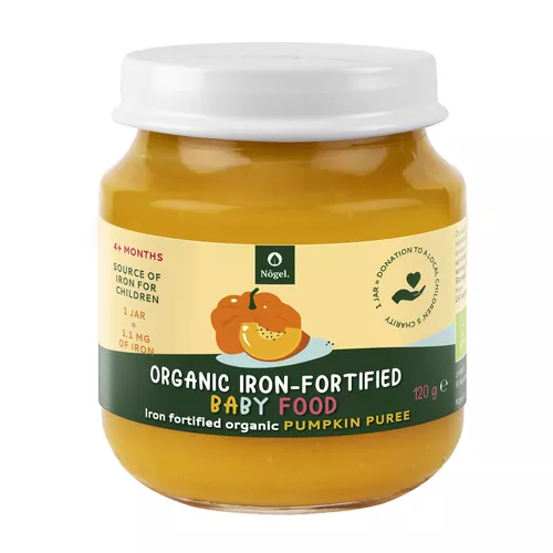 Piure de Dovleac Bio cu Adaos de Fier Organic, 4+ Luni, 120 g | Nôgel.