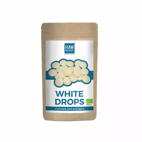 White Drops Ciocolată albă vegană ECO, | Rawboost90g 