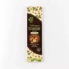 Ciocolată vegană cu alune de pădure 72% cacao, îndulcită cu eritriol, 95g | All in - Natural food