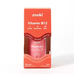 Vitamina B12 lichidă, cu Aromă de Zmeură, 60 ml | Zooki